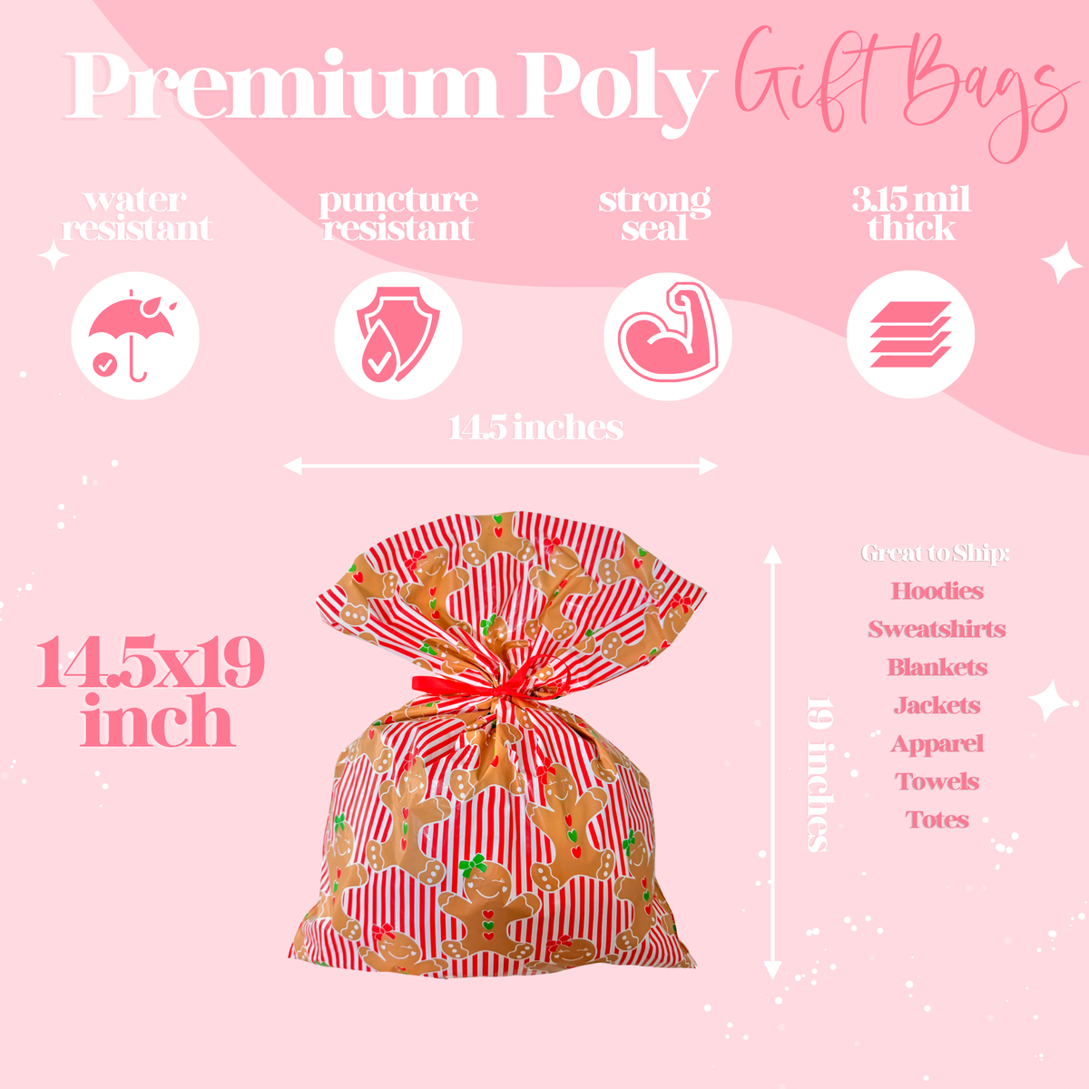 Pretty Package Store Gift Bag Variety Pack Heavy Duty Waterproof Designer Gift Bags with Ribbon Closure for Small Business Packaging Boutique Gift Wrapping Assorted Sizes & Prints