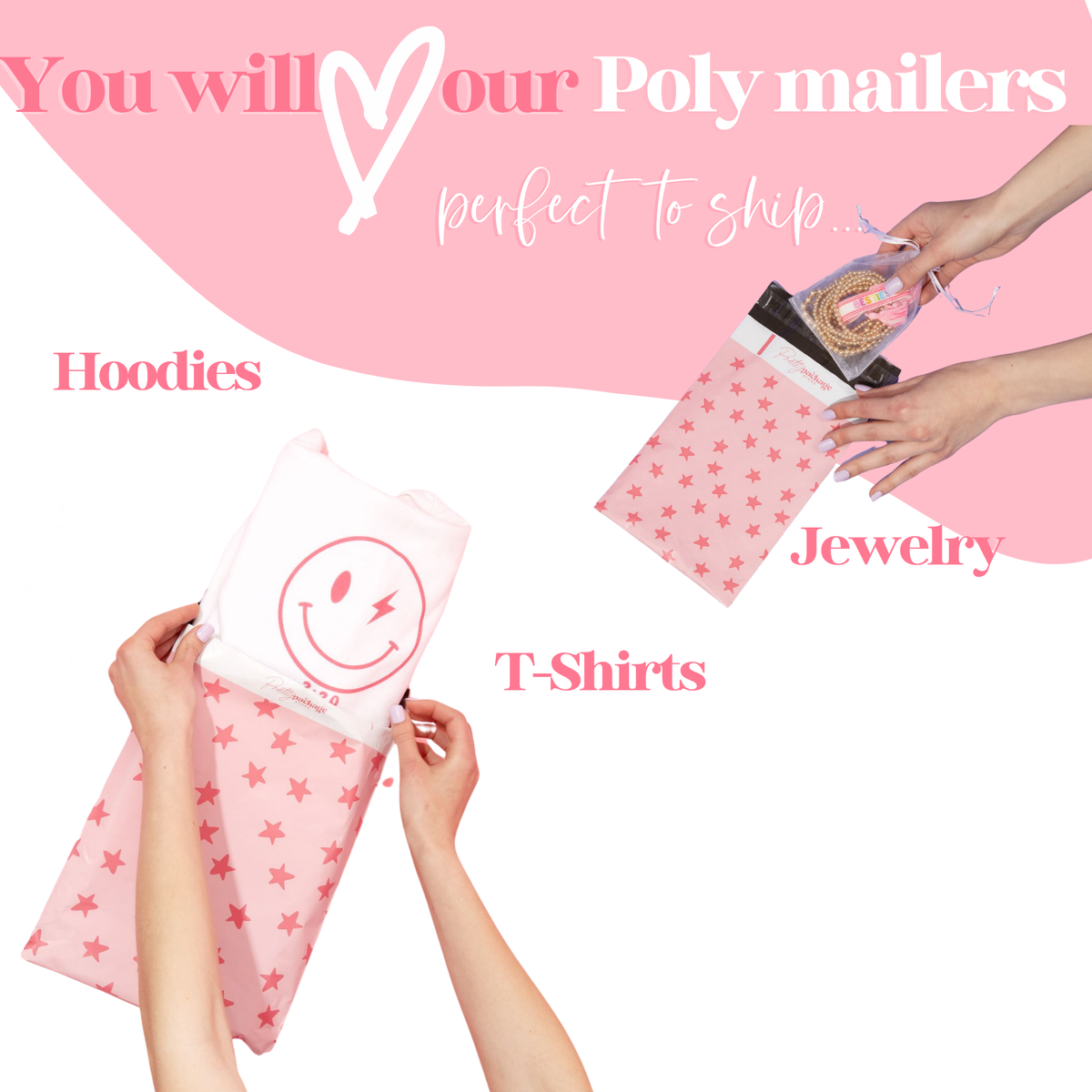 Pretty Package Store Poly Mailer Variety Pack, Assorted Sizes & Styles, Heavy Duty, Waterproof, Self Seal, Tear Resistant, Designer Shipping Bags for Small Business Packaging